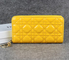 Dior Patent Leather Long Leather Wallet 1098 Yellow 1098