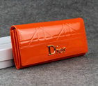 Dior Patent Leather Long Leather Wallet 5192 Orange 5192