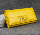 Dior Patent Leather Long Leather Wallet 5192 Yellow 5192