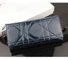 Dior Patent Leather Long Leather Wallet 950 Blue 950