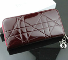 Dior Patent Leather Long Leather Wallet 951 Burgundy 951