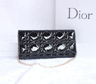 Dior Patent Leather Long Leather Wallet with chain 1078 Black 1078