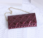 Dior Patent Leather Long Leather Wallet with chain 1078 Purple 1078