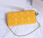 Dior Patent Leather Long Leather Wallet with chain 1078 Yellow 1078