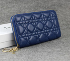 Dior Sheepskin Leather Long Leather Wallet 1098 Blue 1098