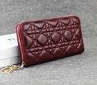 Dior Sheepskin Leather Long Leather Wallet 1098 Burgundy 1098