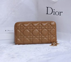 Dior Sheepskin Leather Long Leather Wallet 1098 DarkApricot 1098
