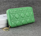 Dior Sheepskin Leather Long Leather Wallet 1098 Green 1098