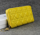 Dior Sheepskin Leather Long Leather Wallet 1098 Yellow 1098