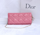 Dior Sheepskin Leather Long Leather Wallet with chain 1078 Pink 1078