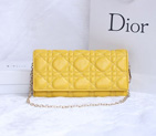 Dior Sheepskin Leather Long Leather Wallet with chain 1078 Yellow 1078