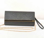 Fendi Pequin Rush Saffiano Pouchette Clutch F2558 Black F2558