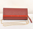 Fendi Pequin Rush Saffiano Pouchette Clutch F2558 Bordeaux F2558