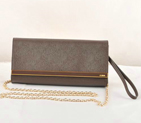 Fendi Pequin Rush Saffiano Pouchette Clutch F2558 Brown F2558