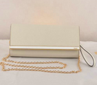 Fendi Pequin Rush Saffiano Pouchette Clutch F2558 White F2558