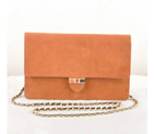 Fendi Toujour Gold Chain Clutch Suede 8M0291 Brown 8M0291