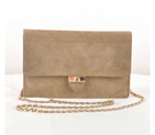 Fendi Toujour Gold Chain Clutch Suede 8M0291 Khaki 8M0291