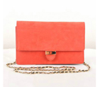 Fendi Toujour Gold Chain Clutch Suede 8M0291 Red 8M0291