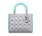 Gris Poudre and Bleu Azur leather Lady Dior bag M0550PACB M023