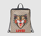 Gucci Angry Cat print soft GG Supreme drawstring backpack 473872 9AV2T 8652 473872