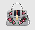 Gucci Sylvie embroidered leather top handle bag 431665 CVL3G 1766 431665