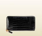 Gucci bamboo tassel crocodile zip around wallet 307984