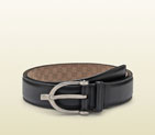 Gucci black leather belt with spur buckle 309264 BGH0N 1000 309264
