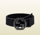 Gucci black suede belt with interlocking G buckle 223891 BGI0X 1000 223891