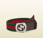 Gucci canvas belt with cut out interlocking G buckle 387032 H1FIN 2061 387032