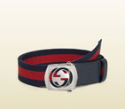 Gucci canvas belt with cut out interlocking G buckle 387032 H1FIN 8497 387032