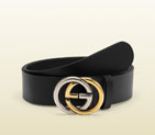 Gucci leather belt with bi-color interlocking G buckle 295777 BGH0N 1000 295777