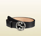Gucci leather belt with crystal interlocking g buckle 354381 AP0IN 8176 354381