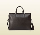 Gucci men leather briefcase with gusset 387074