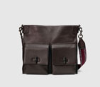 Gucci men leather messenger bag with bamboo details 387095