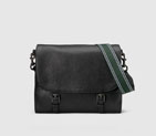 Gucci men medium leather messenger bag with bamboo details 387091