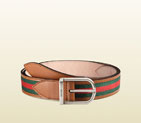 Gucci nylon web leather belt with rounded buckle 368189 BGHUN 2574 368189