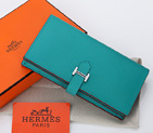 Hermes Bearn Japonaise Bi-Fold Wallet Original Saffiano Leather A208 Lake Blue A208