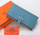 Hermes Bearn Japonaise Bi-Fold Wallet Original Saffiano Leather A208 Light Blue A208
