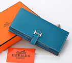 Hermes Bearn Japonaise Bi-Fold Wallet Original Saffiano Leather A208 Medium Blue A20