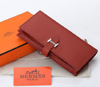 Hermes Bearn Japonaise Bi-Fold Wallet Original Saffiano Leather A208 Red brown A208