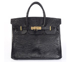 Hermes Birkin 30CM Tote Bags Black Lizard Leather Gold hardware H30