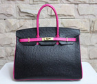 Hermes Birkin 35CM Ostrich leather Gold hardware H35 Black&Peach H35