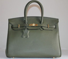 Hermes Birkin 35CM Tote Bag Dark Green Clemence Leather with Gold hardware H35