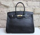 Hermes Birkin 35CM Tote Bag Ostrich Leather Black with Gold hardware H35