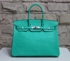 Hermes Birkin 35CM Tote Bag Ostrich Leather Green with Silver hardware H35