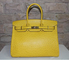 Hermes Birkin 35CM Tote Bag Ostrich Leather Lemon with Gold hardware H35