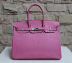 Hermes Birkin 35CM Tote Bag Ostrich Leather Pink with Silver hardware H35