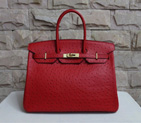 Hermes Birkin 35CM Tote Bag Ostrich Leather Red with Gold hardware H35