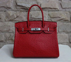 Hermes Birkin 35CM Tote Bag Ostrich Leather Red with Silver hardware H35