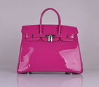 Hermes Birkin 35CM Tote Bag Peach Patent Leather H35 Silver hardware H35
